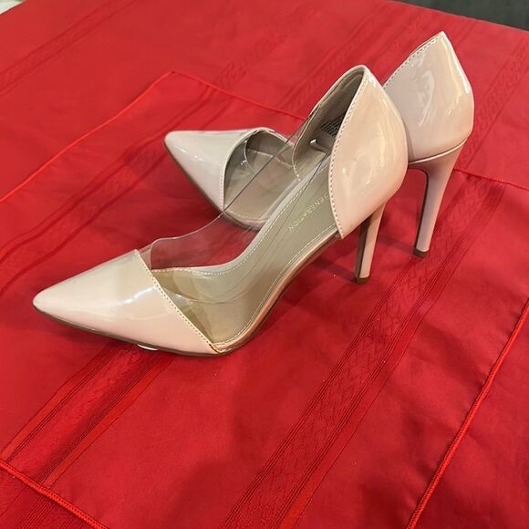 BCBGeneration Taupe Stiletto Heels with Transparent Panels Size 10 - Picture 3 of 10